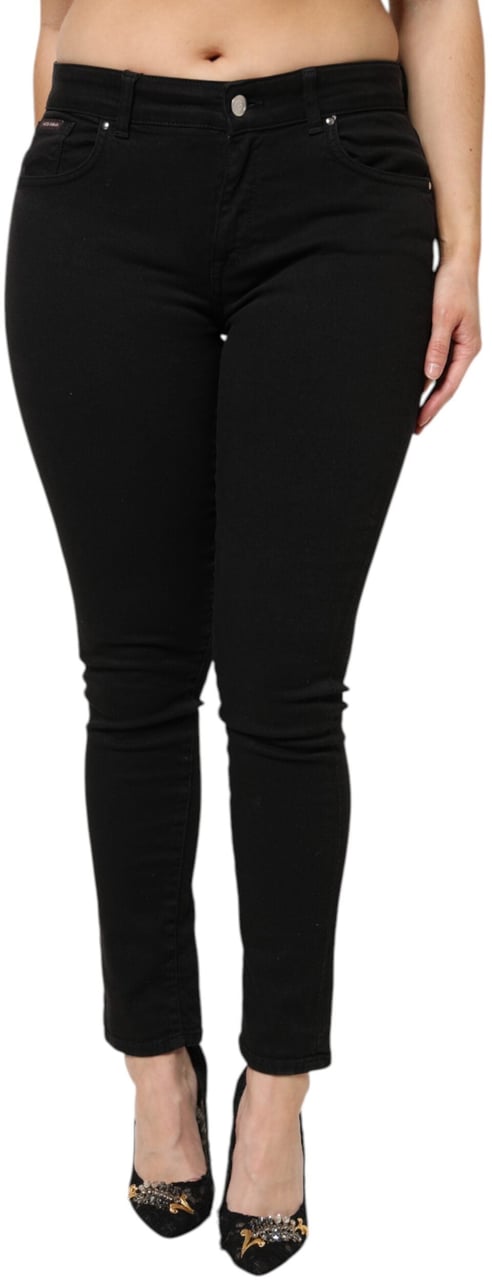 Dolce & Gabbana Black Cotton Mid Waist Denim Jeans Zwart