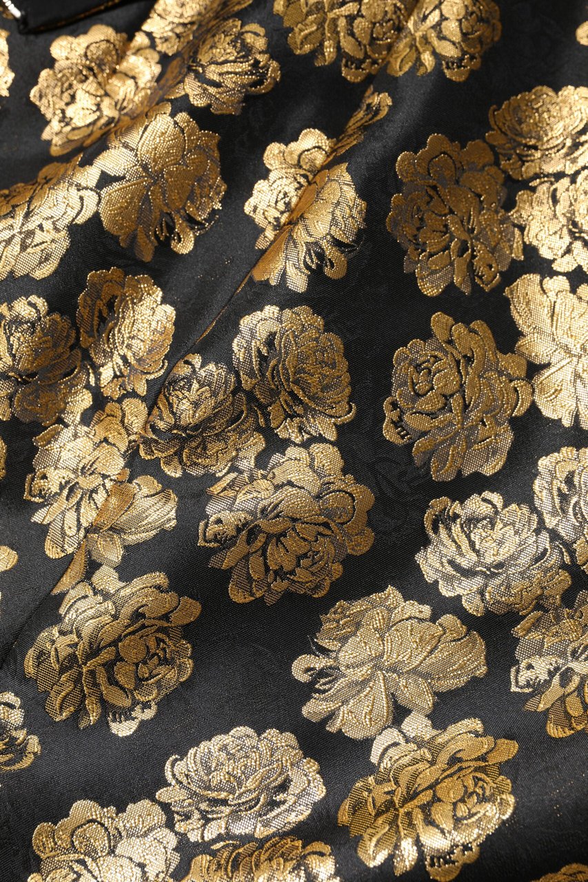 Dolce & Gabbana Black Gold Floral Print Jacquard Mini Skirt Divers