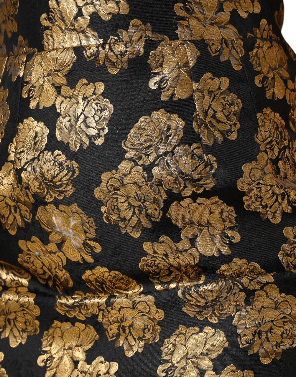 Dolce & Gabbana Black Gold Floral Print Jacquard Mini Skirt Divers