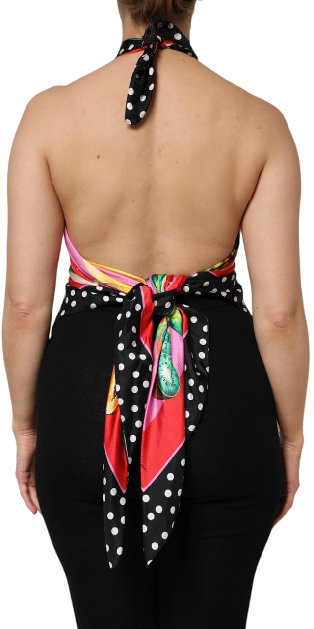 Dolce & Gabbana Multicolor Halter Party Evening Cropped Top Divers