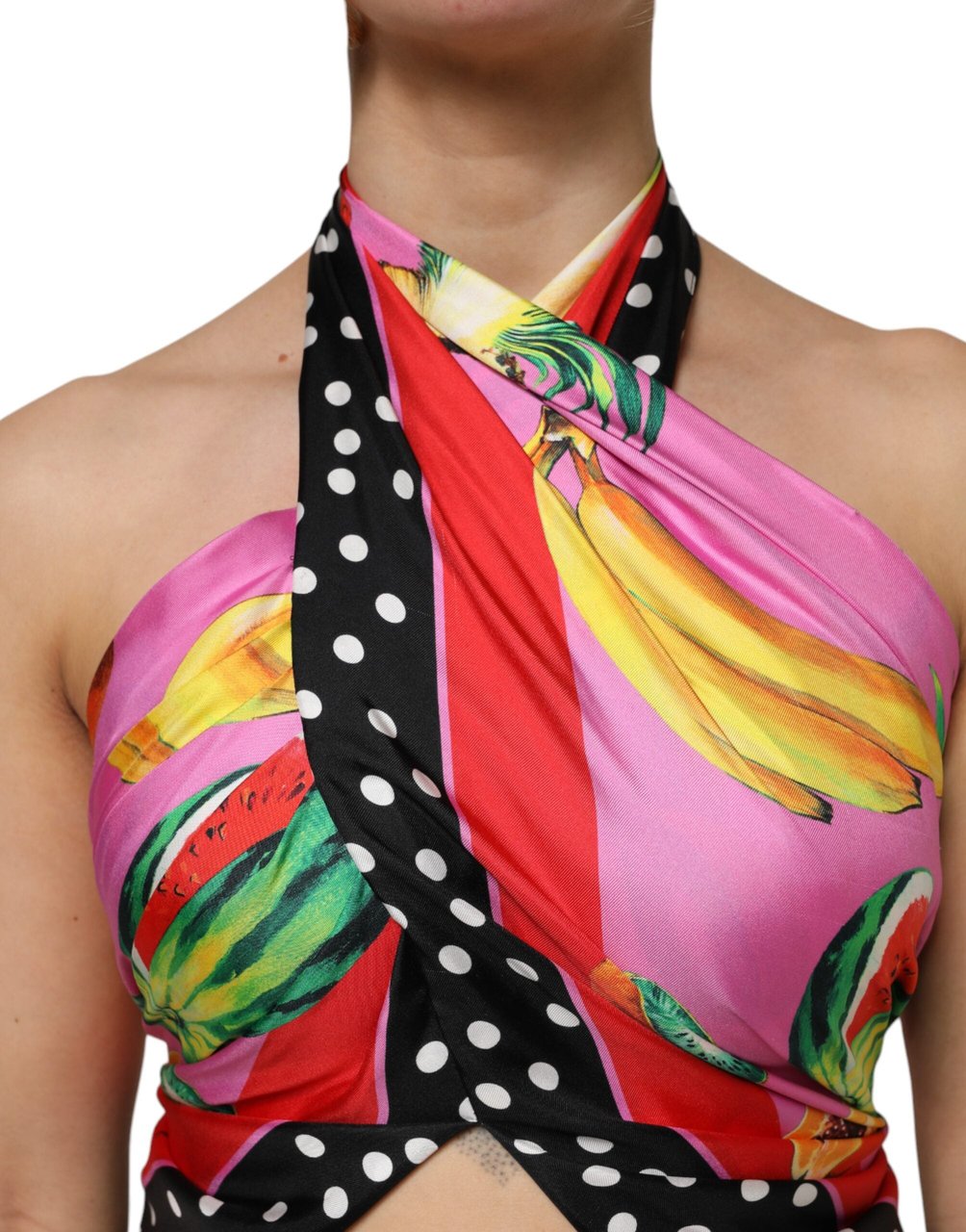 Dolce & Gabbana Multicolor Halter Party Evening Cropped Top Divers