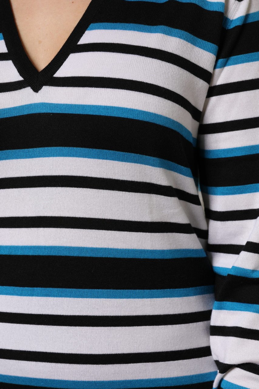 Dolce & Gabbana Multicolor Stripes Long Sleeves V-neck Top Divers