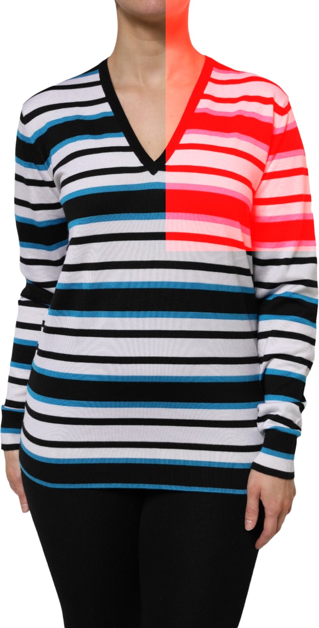 Dolce & Gabbana Multicolor Stripes Long Sleeves V-neck Top Divers