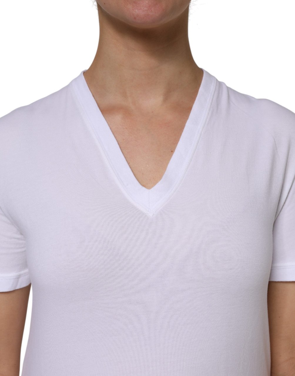 Dolce & Gabbana White Cotton Short Sleeves V-Neck Top T-shirt Wit