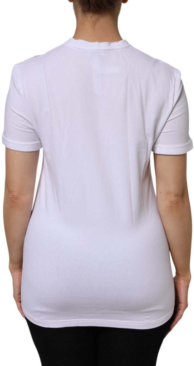 Dolce & Gabbana White Cotton Short Sleeves V-Neck Top T-shirt Wit