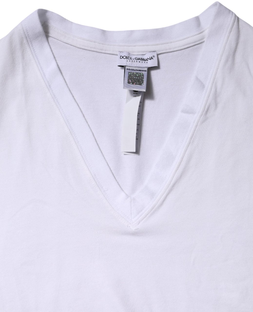 Dolce & Gabbana White Cotton Short Sleeves V-Neck Top T-shirt Wit