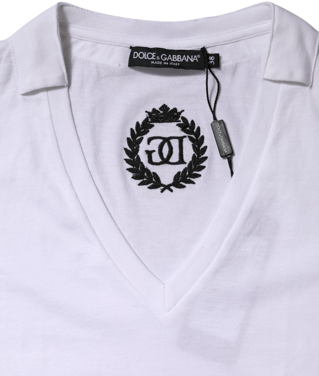 Dolce & Gabbana White Cotton Short Sleeve V-Neck Top T-shirt Rood