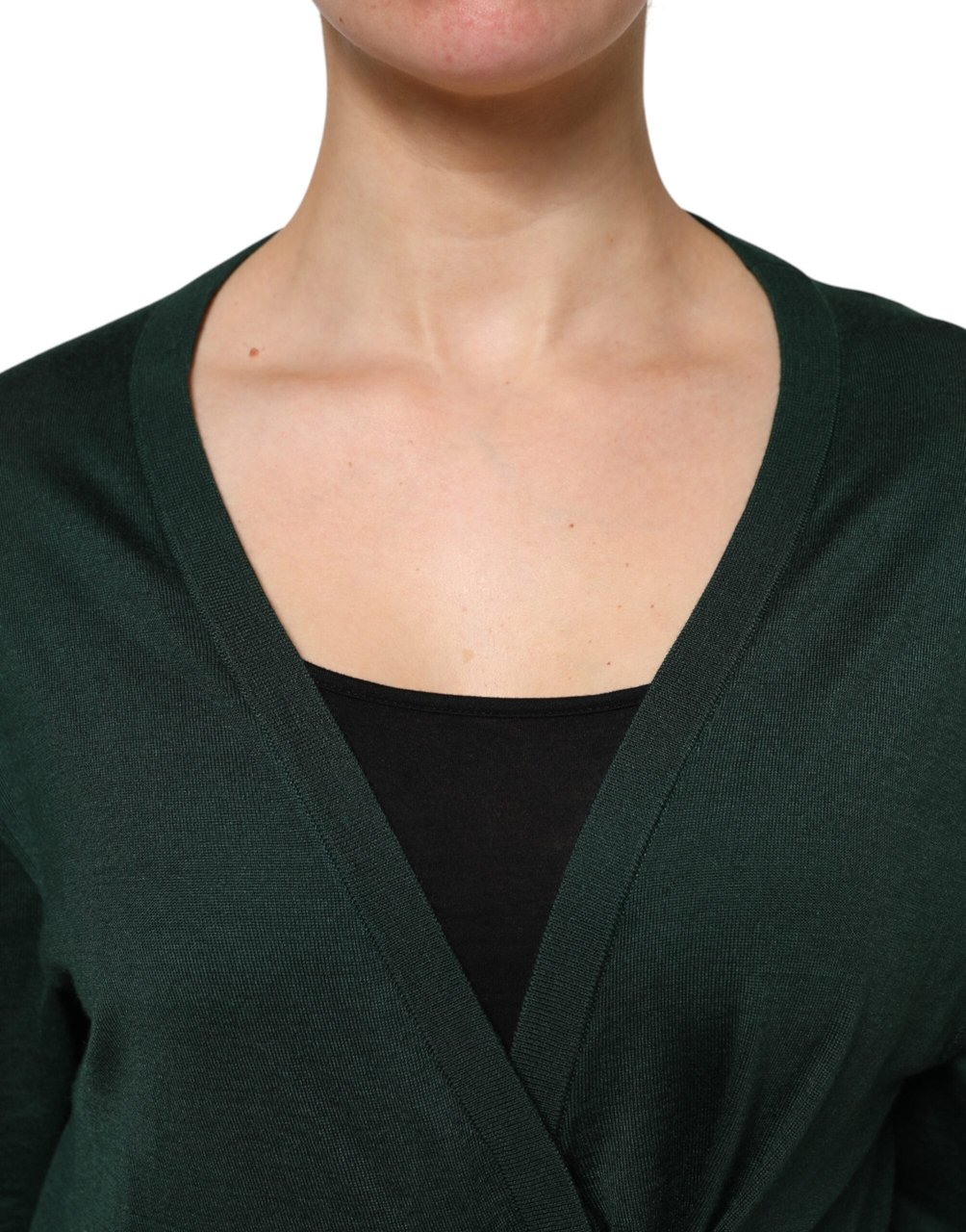 Dolce & Gabbana Dark Green Cashmere Silk Cardigan Sweater Donkergroen