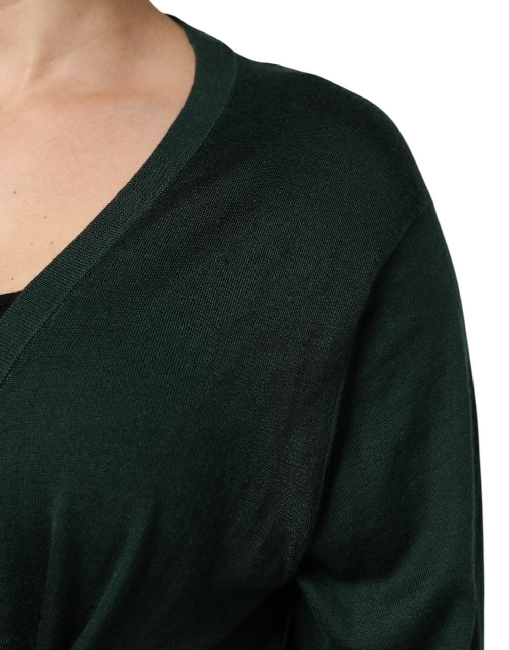 Dolce & Gabbana Dark Green Cashmere Silk Cardigan Sweater Donkergroen