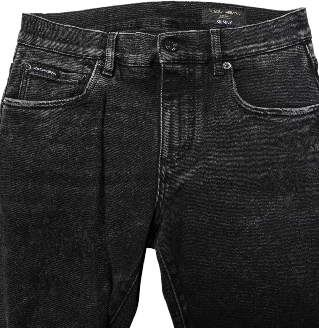 Dolce & Gabbana Black Cotton Skinny Men Denim Jeans Zwart