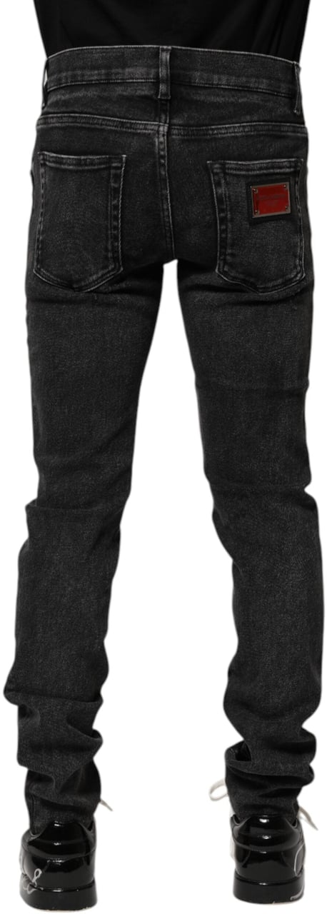 Dolce & Gabbana Black Cotton Skinny Men Denim Jeans Zwart