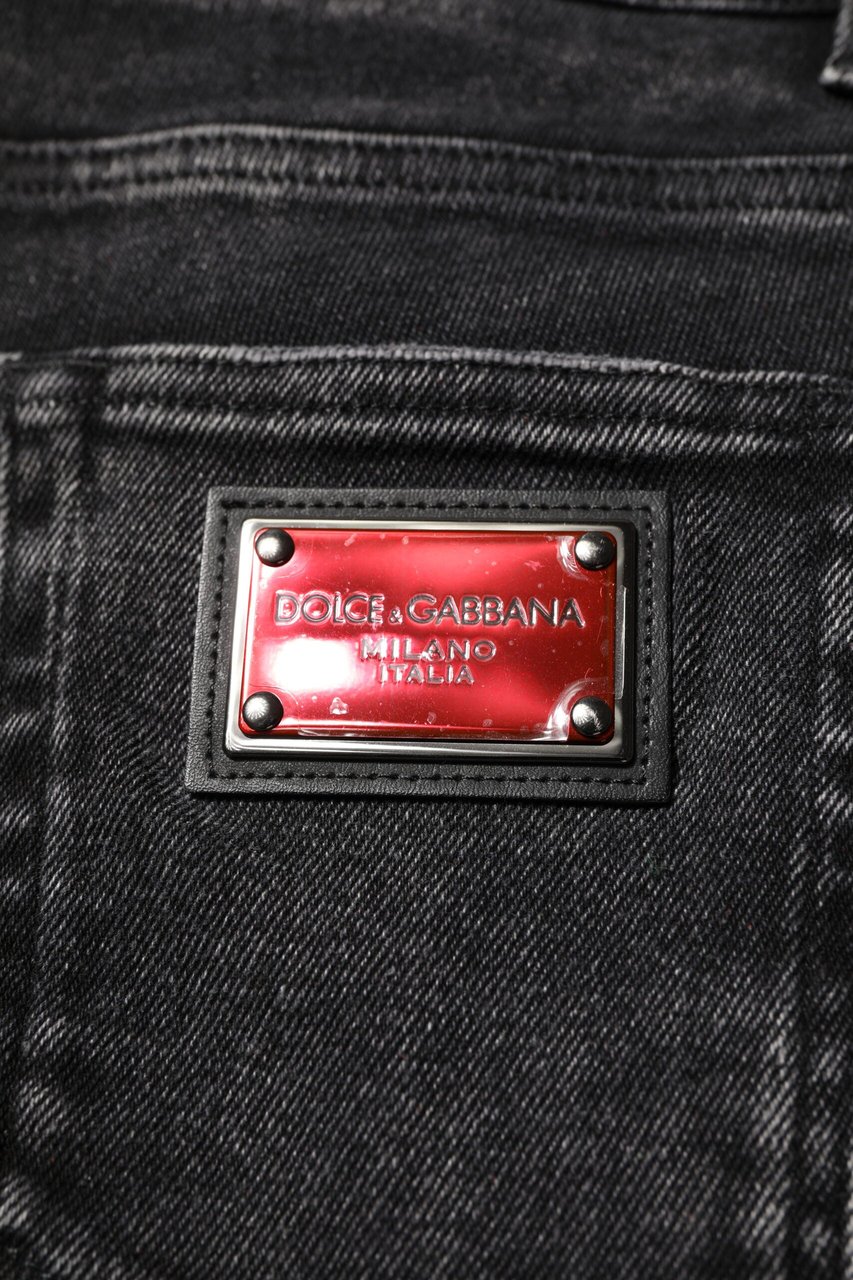 Dolce & Gabbana Black Cotton Skinny Men Denim Jeans Zwart