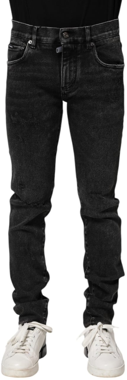 Dolce & Gabbana Black Cotton Skinny Men Denim Jeans Zwart