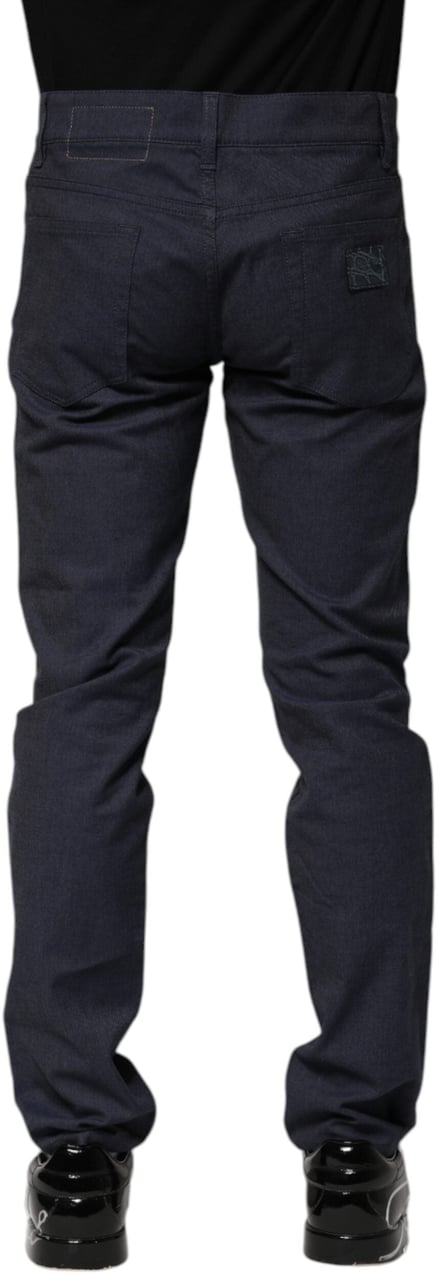 Dolce & Gabbana Dark Blue Cotton Skinny Denim Jeans Blauw
