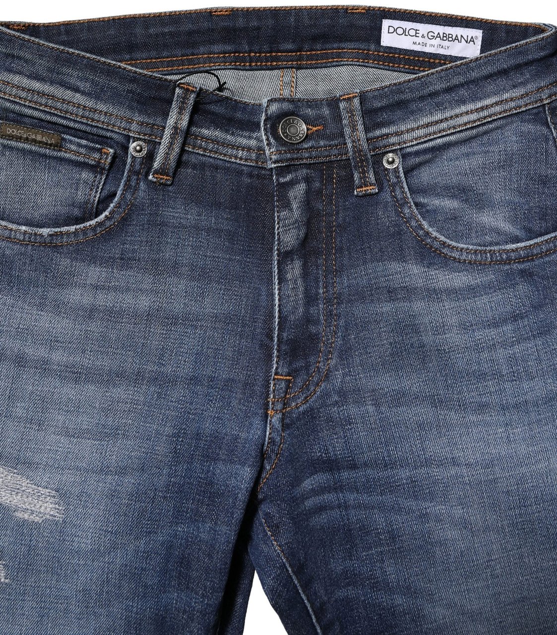 Dolce & Gabbana Blue Washed Cotton Slim Fit Men Denim Jeans Blauw