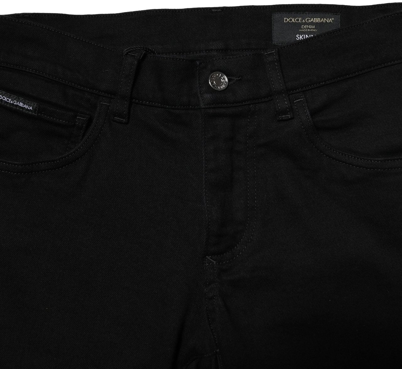 Dolce & Gabbana Black Cotton Stretch Skinny Men Denim Jeans Zwart