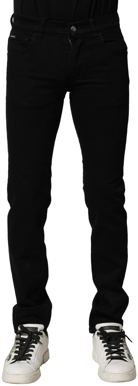 Dolce & Gabbana Black Cotton Stretch Skinny Men Denim Jeans Zwart