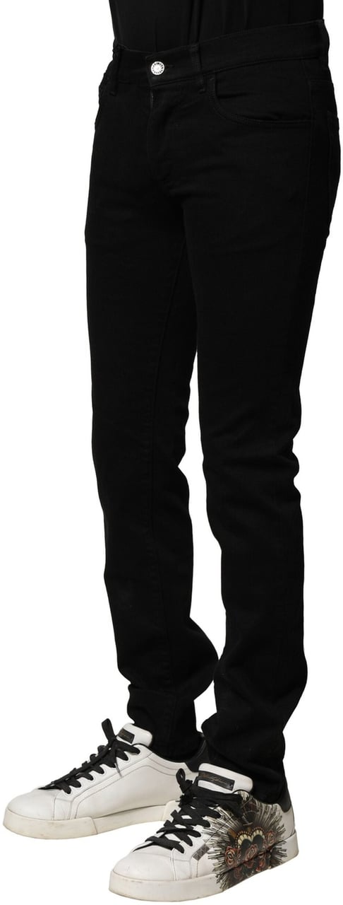 Dolce & Gabbana Black Cotton Stretch Skinny Men Denim Jeans Zwart