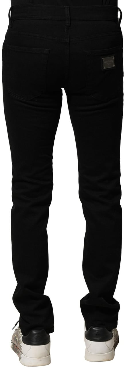 Dolce & Gabbana Black Cotton Stretch Skinny Men Denim Jeans Zwart