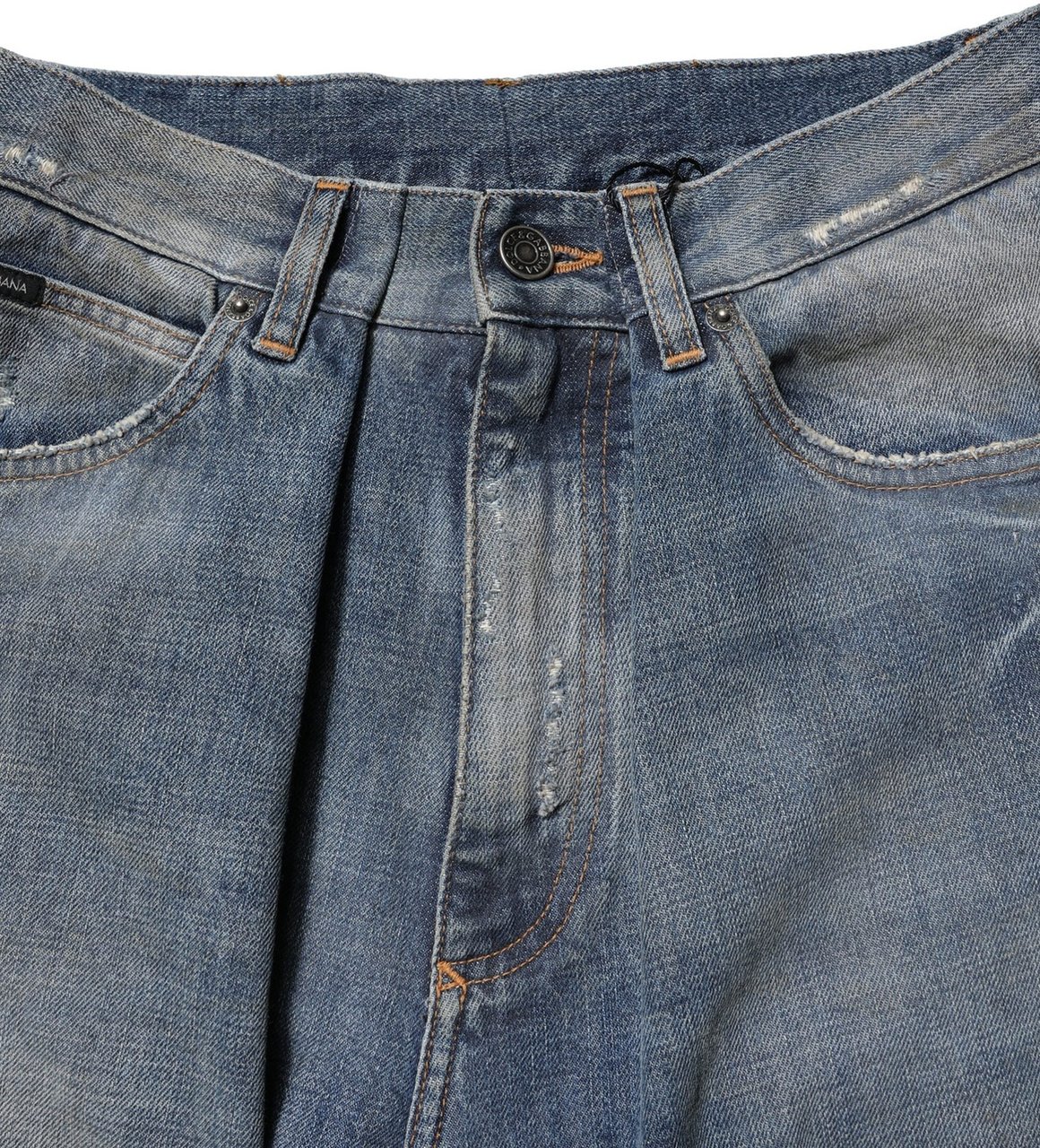 Dolce & Gabbana Blue Cotton Tattered Men Denim Jeans Blauw