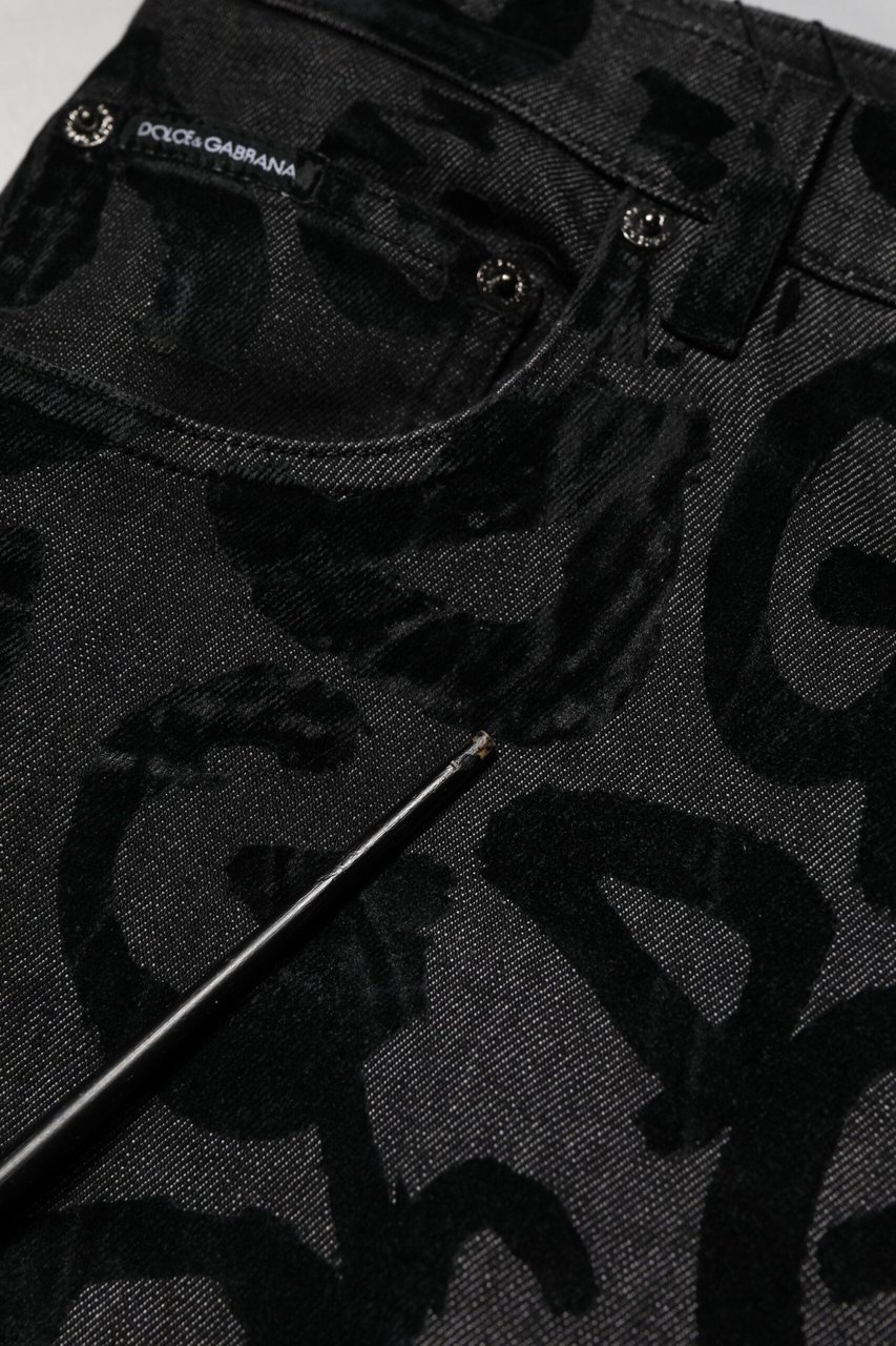 Dolce & Gabbana Gray Cotton DG Logo Straight Men Denim Jeans Grijs