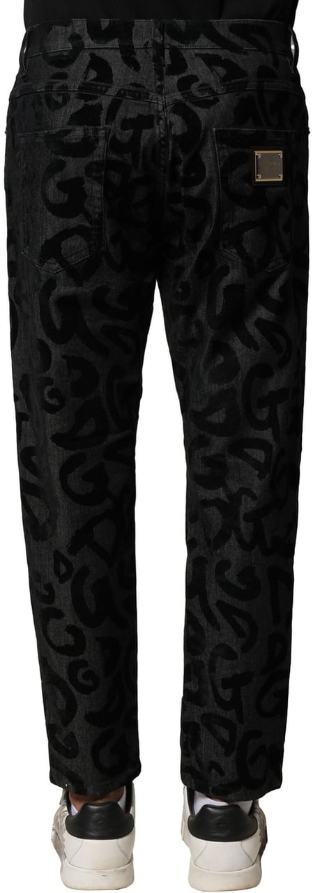 Dolce & Gabbana Gray Cotton DG Logo Straight Men Denim Jeans Grijs