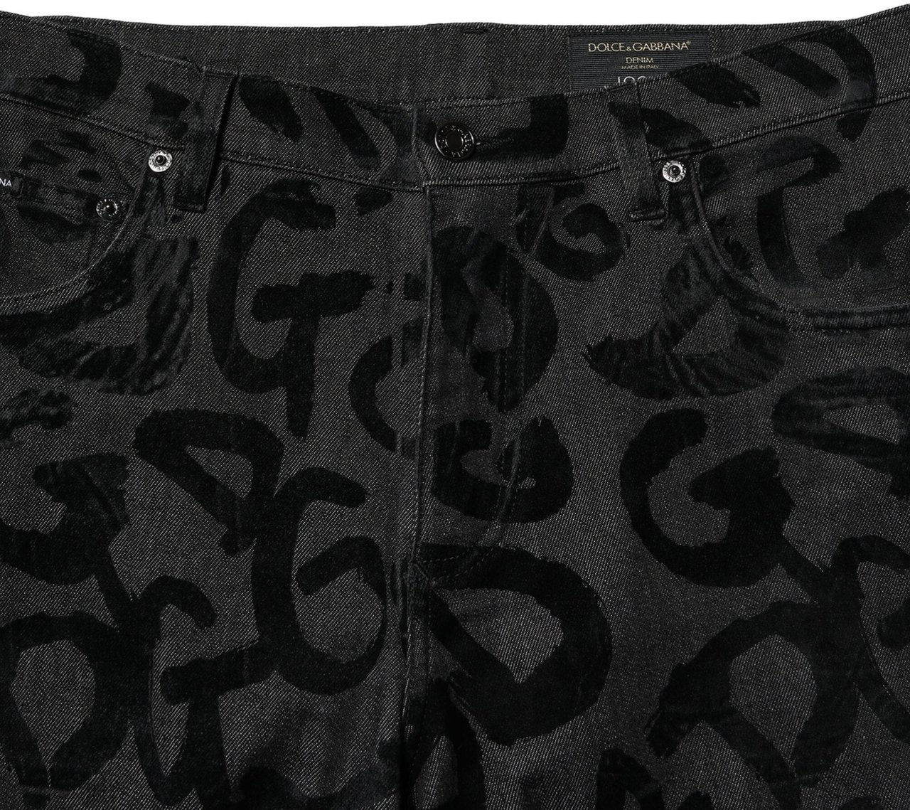 Dolce & Gabbana Gray Cotton DG Logo Straight Men Denim Jeans Grijs