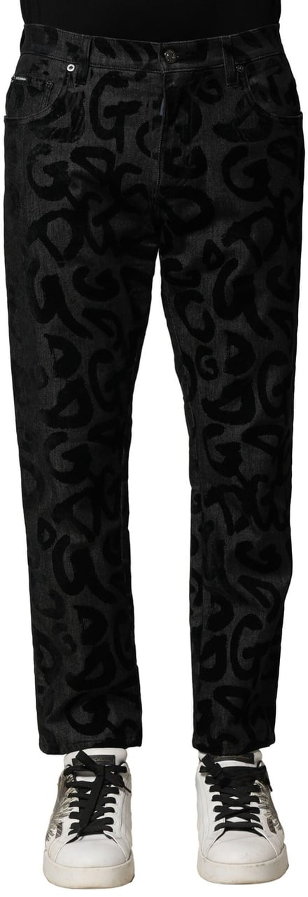 Dolce & Gabbana Gray Cotton DG Logo Straight Men Denim Jeans Grijs