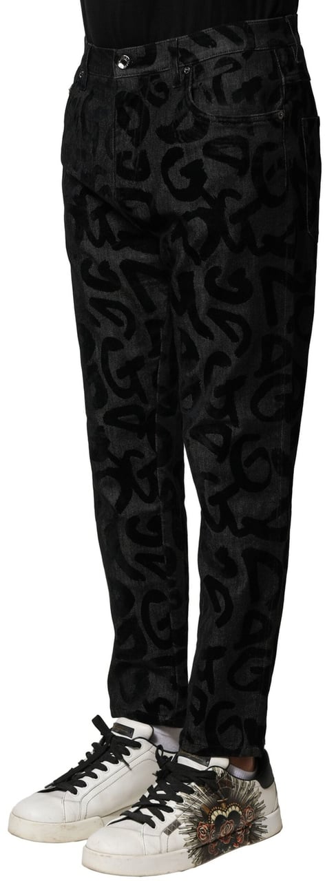 Dolce & Gabbana Gray Cotton DG Logo Straight Men Denim Jeans Grijs