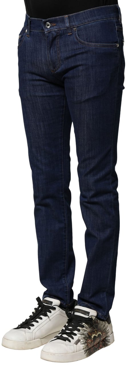 Dolce & Gabbana Blue Cotton Stretch Skinny Men Denim Jeans Lichtblauw