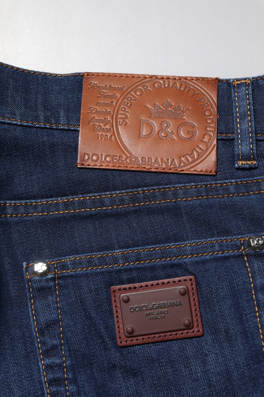 Dolce & Gabbana Blue Cotton Stretch Skinny Men Denim Jeans Lichtblauw