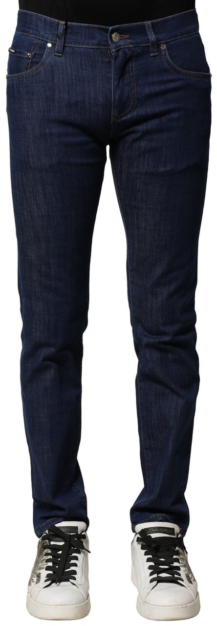 Dolce & Gabbana Blue Cotton Stretch Skinny Men Denim Jeans Lichtblauw