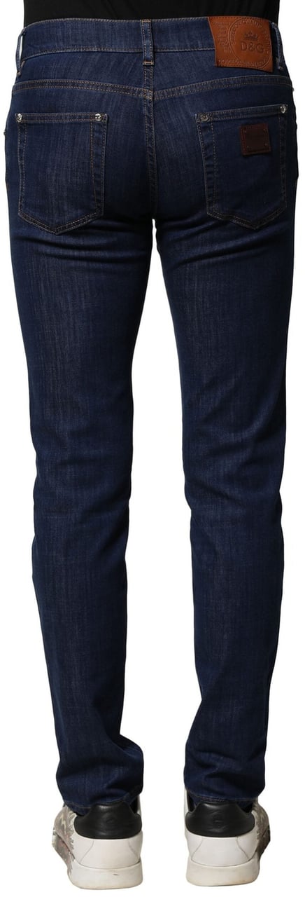 Dolce & Gabbana Blue Cotton Stretch Skinny Men Denim Jeans Lichtblauw