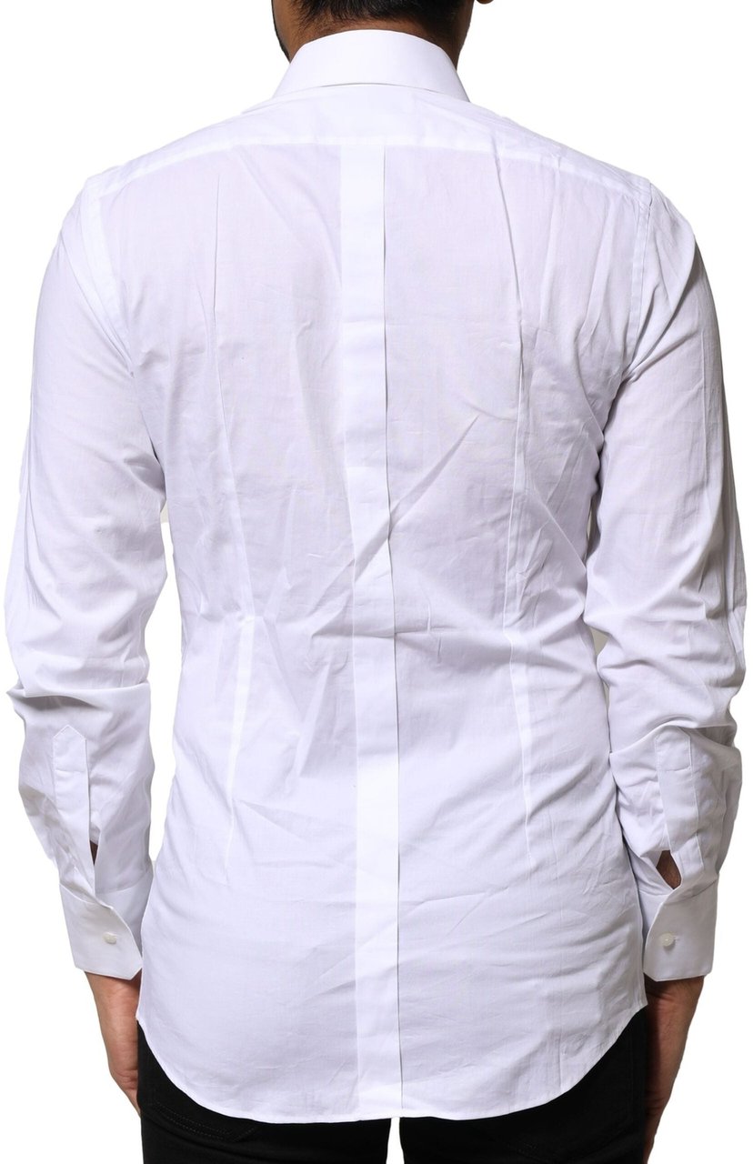 Dolce & Gabbana White Cotton GOLD Long Sleeves Dress Shirt Wit