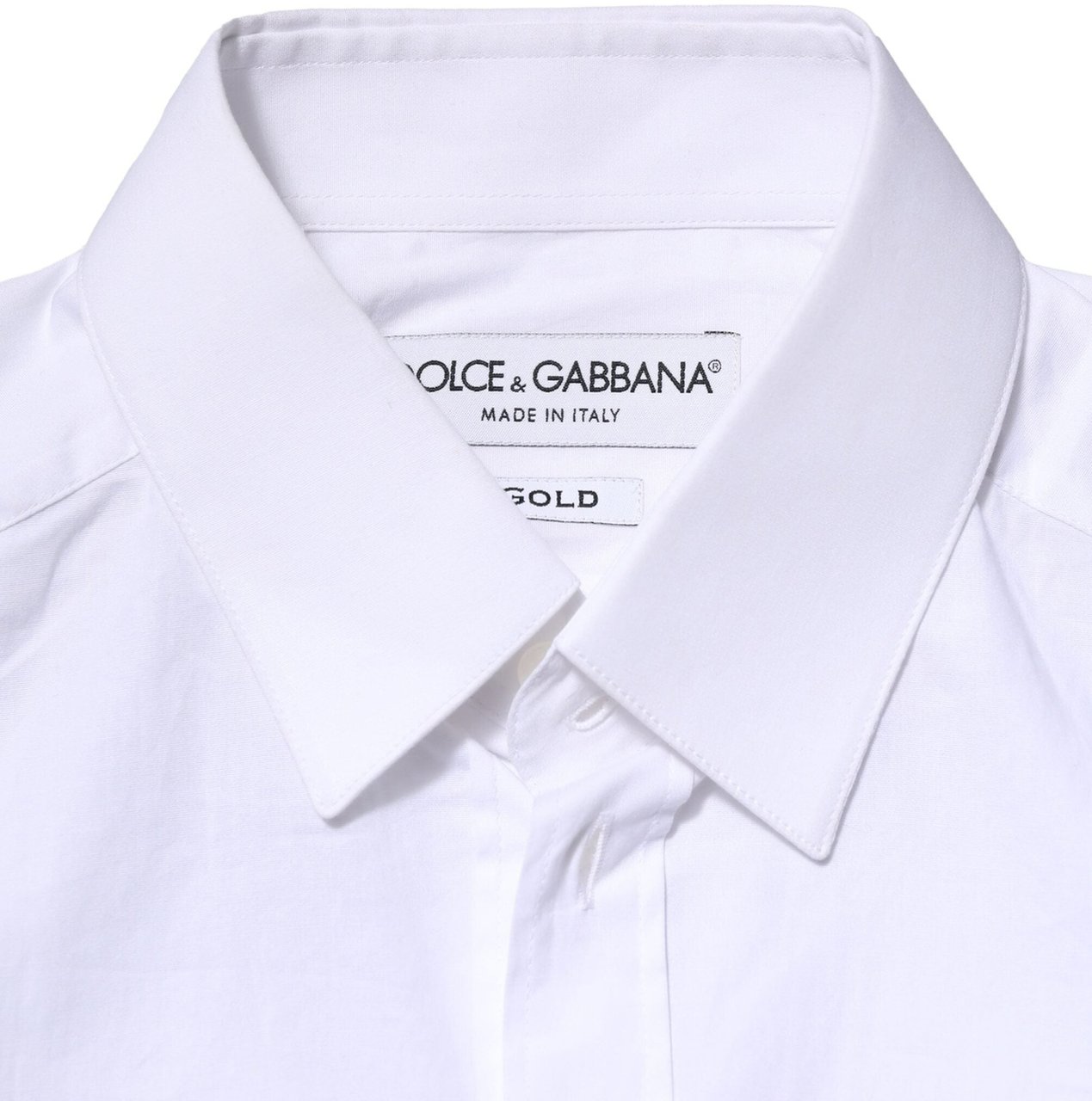 Dolce & Gabbana White Cotton GOLD Long Sleeves Dress Shirt Wit