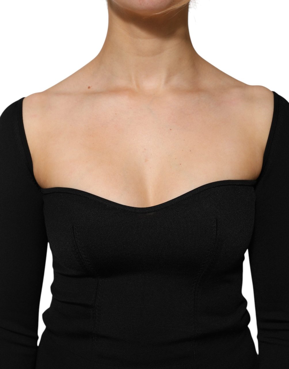 Dolce & Gabbana Black Viscose Long Sleeve Pullover Blouse Top Zwart