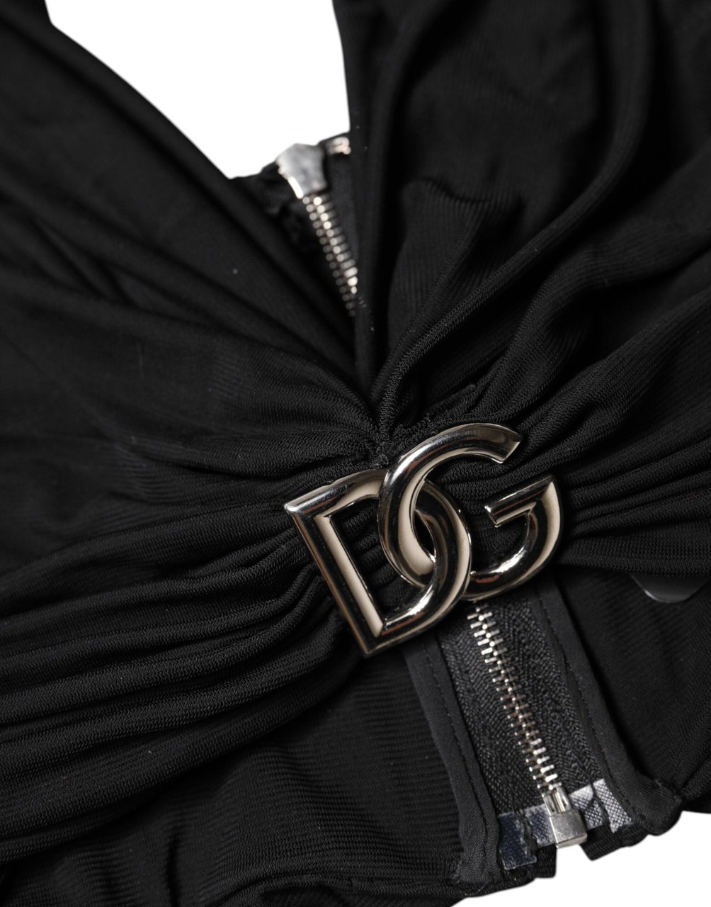 Dolce & Gabbana Black Cropped Viscose Halter Bustier Top Zwart