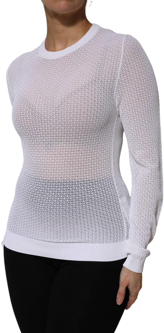 Dolce & Gabbana White Round Neck Long Sleeves Pullover Top Wit
