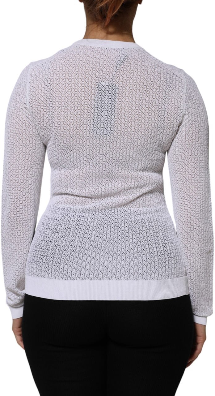 Dolce & Gabbana White Round Neck Long Sleeves Pullover Top Wit