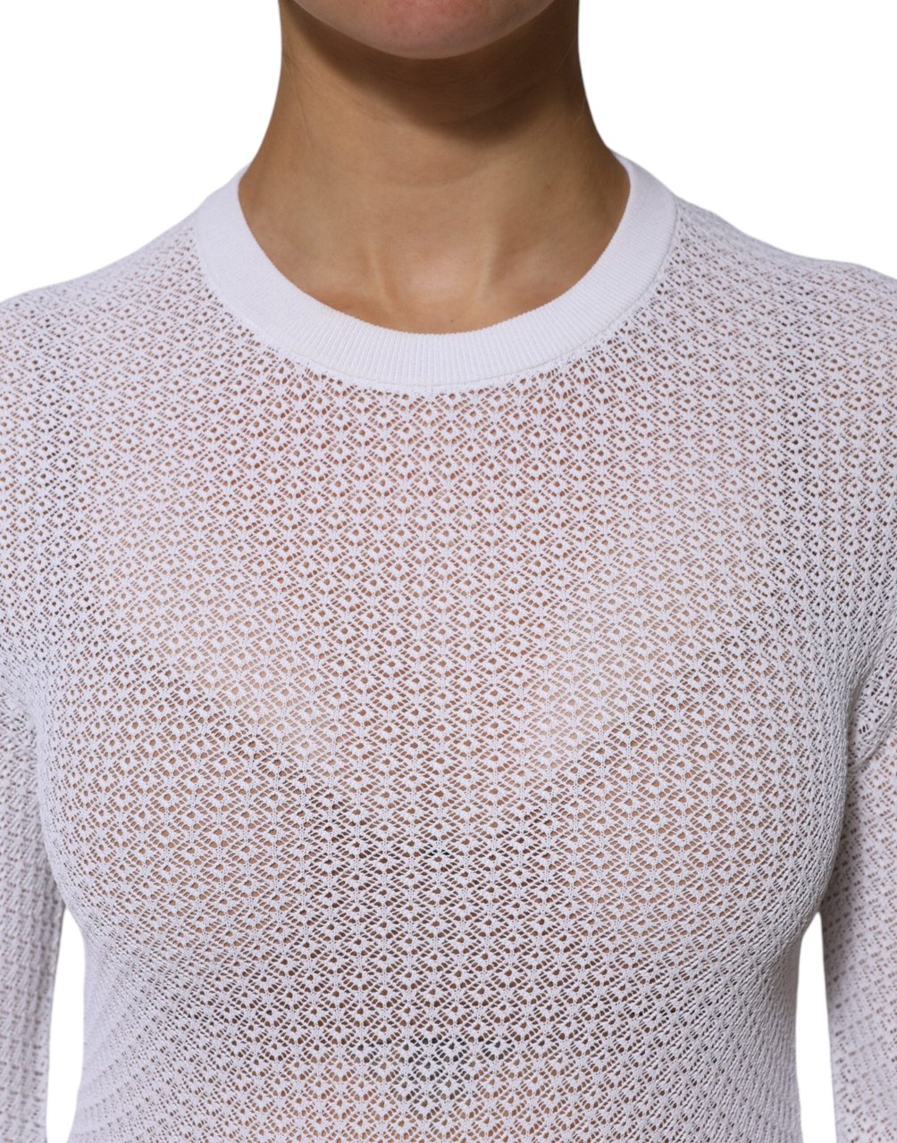 Dolce & Gabbana White Round Neck Long Sleeves Pullover Top Wit
