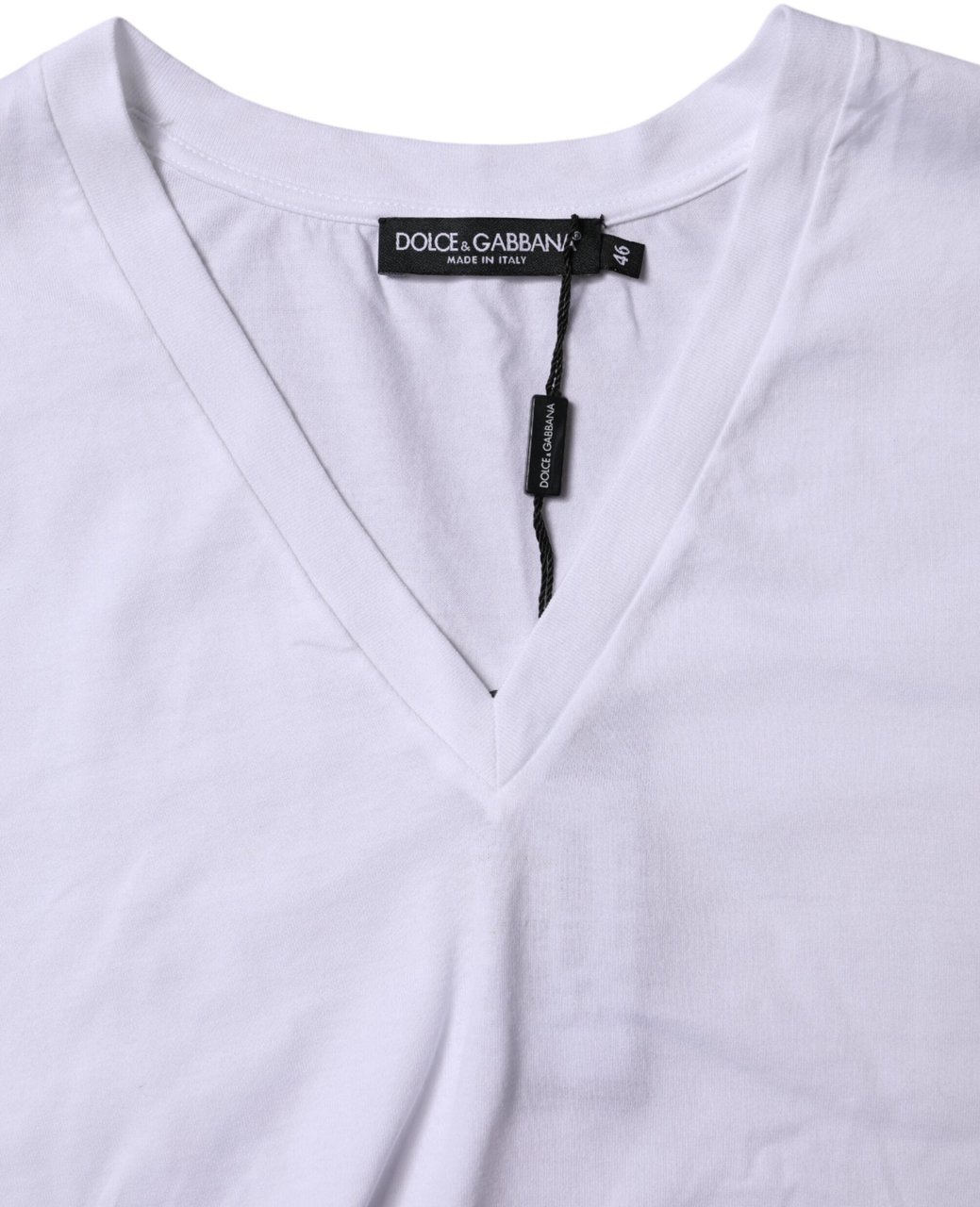 Dolce & Gabbana White Cotton Short Sleeves V-neck T-shirt Divers