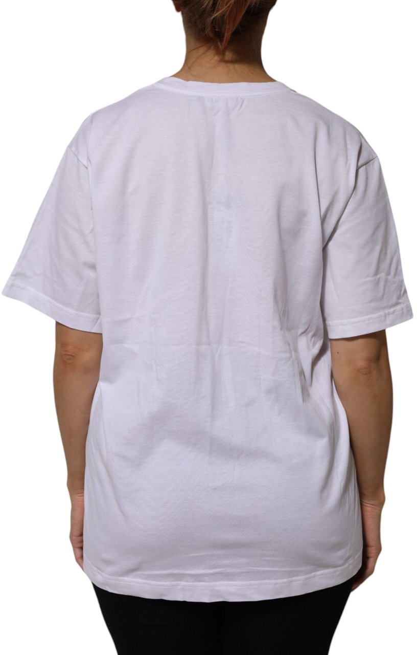 Dolce & Gabbana White Cotton Short Sleeves V-neck T-shirt Divers