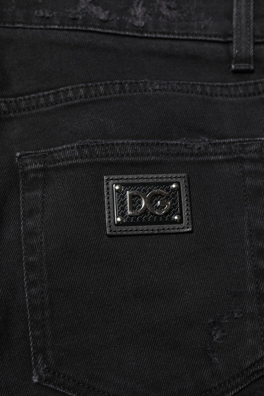 Dolce & Gabbana Black Cotton Skinny Men Denim Jeans Zwart