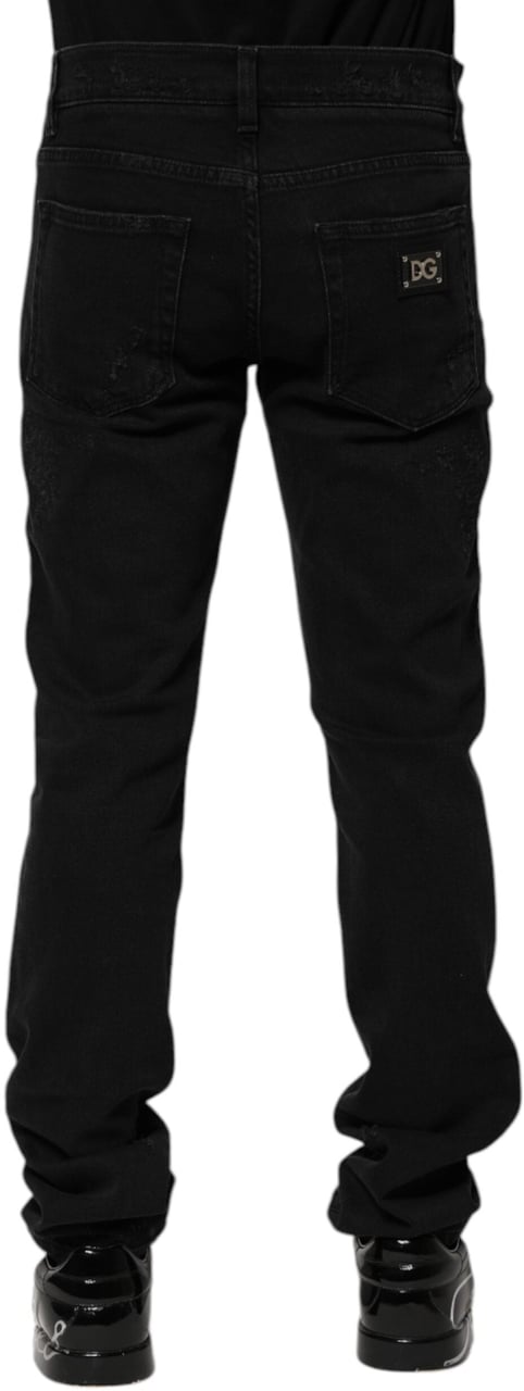 Dolce & Gabbana Black Cotton Skinny Men Denim Jeans Zwart
