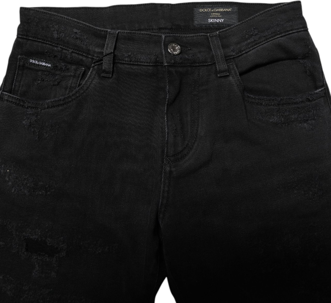 Dolce & Gabbana Black Cotton Skinny Men Denim Jeans Zwart