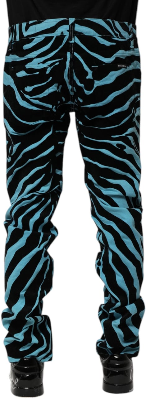 Dolce & Gabbana Blue Black Stripes Skinny Denim Jeans Divers