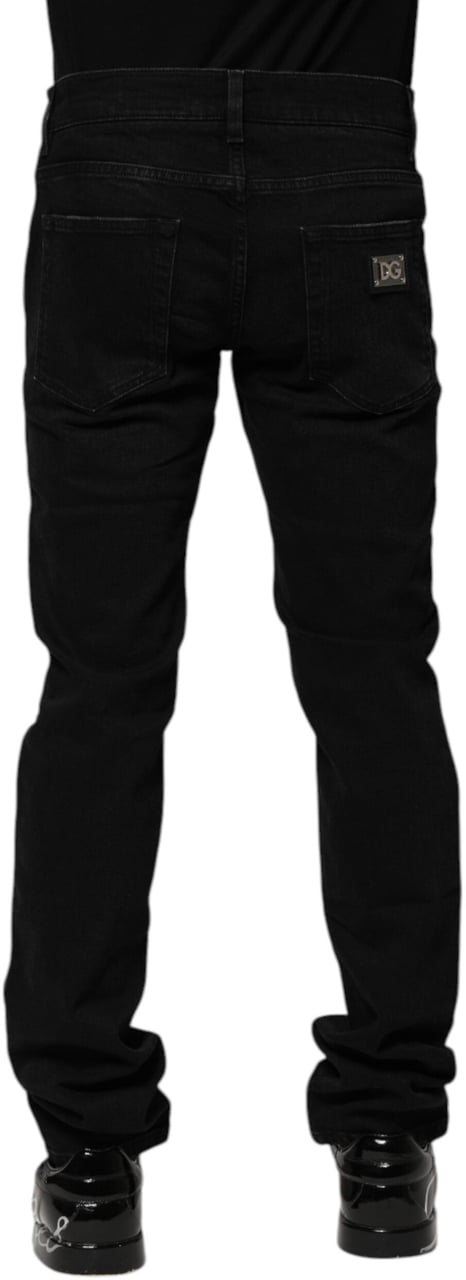 Dolce & Gabbana Black Cotton Skinny Men Denim Jeans Zwart