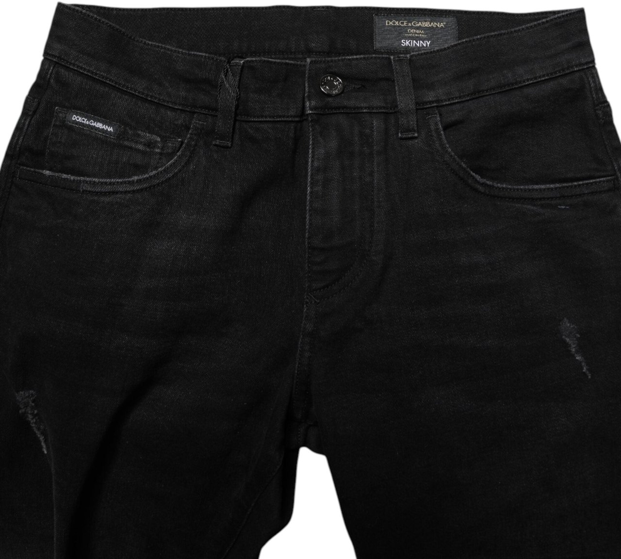 Dolce & Gabbana Black Cotton Skinny Men Denim Jeans Zwart