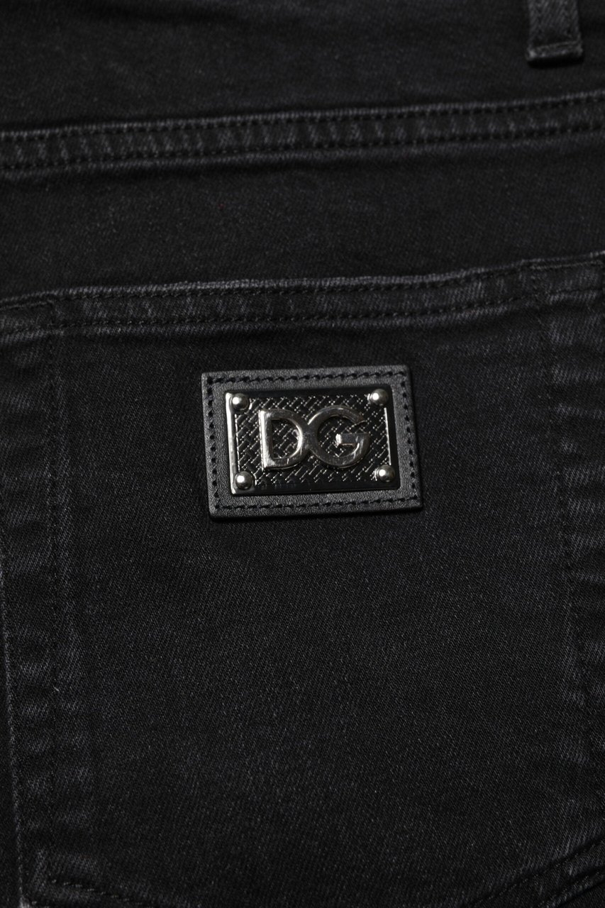 Dolce & Gabbana Black Cotton Skinny Men Denim Jeans Zwart