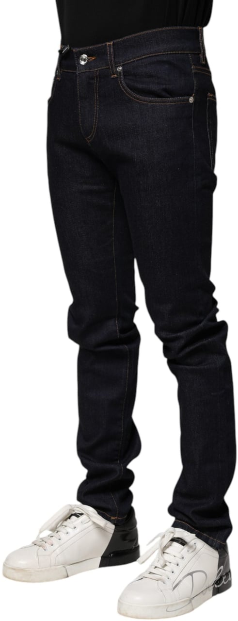 Dolce & Gabbana Black Cotton Skinny Men Denim Jeans Zwart